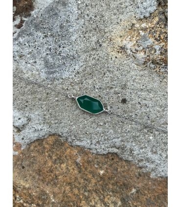 Bracelet en Agate sertie pointe Argent rhodié