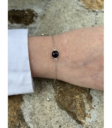 Bracelet en Améthyste sertie rond Argent rhodié