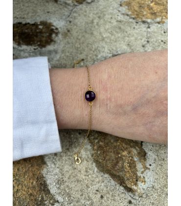 Bracelet en Améthyste sertie rond plaqué or