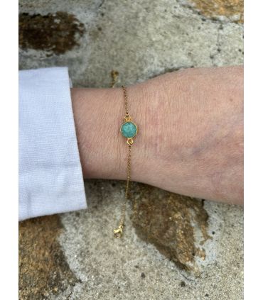 Bracelet en Amazonite sertie rond Plaqué or