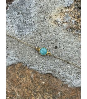 Bracelet en Amazonite sertie rond Plaqué or