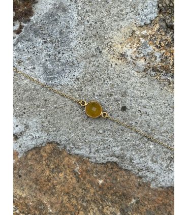 Bracelet en Calcite sertie rond Plaqué Or