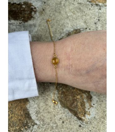 Bracelet en Calcite sertie rond Plaqué Or
