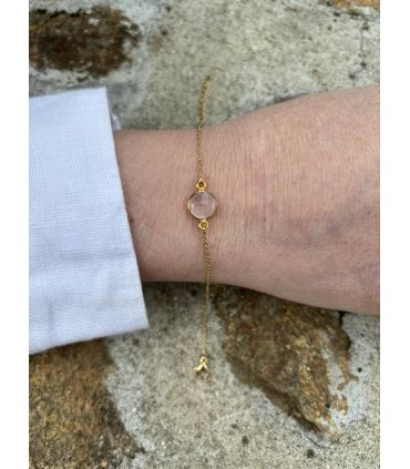 Bracelet en Quartz rose serti plaqué or