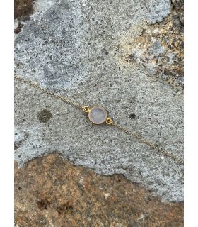 Bracelet en Quartz rose serti plaqué or