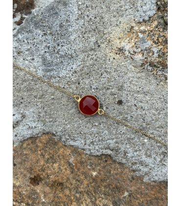 Bracelet en Cornaline sertie Plaqué Or
