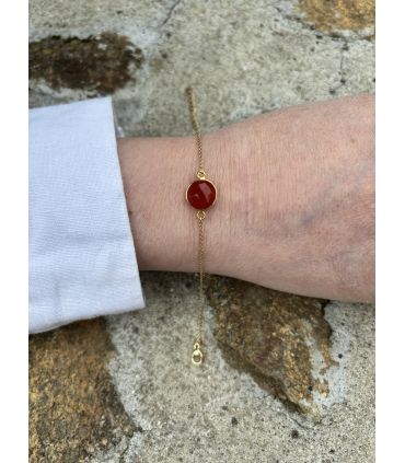 Bracelet en Cornaline sertie Plaqué Or