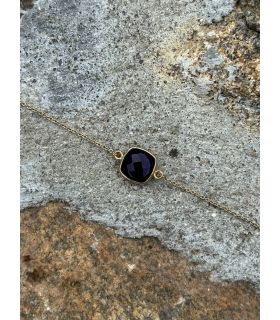 Bracelet d'Améthyste sertie carré Plaqué Or