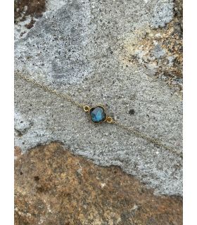 Bracelet en Labradorite sertie trèfle Plaqué Or