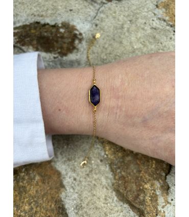 Bracelet en Sodalite sertie navette Plaqué Or