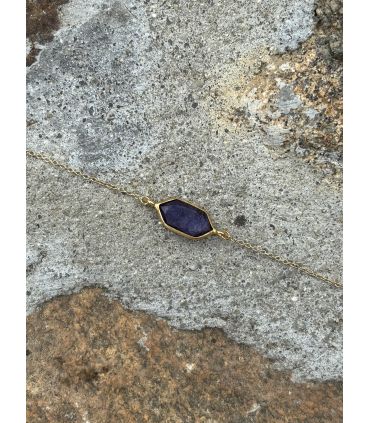 Bracelet en Sodalite sertie navette Plaqué Or