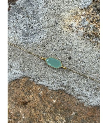 Bracelet en Amazonite sertie navette Plaqué Or