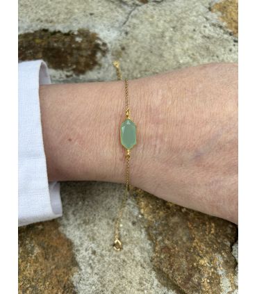 Bracelet en Amazonite sertie navette Plaqué Or