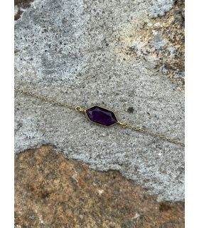 Bracelet en Améthyste sertie navette Plaqué Or