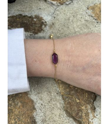 Bracelet en Améthyste sertie navette Plaqué Or