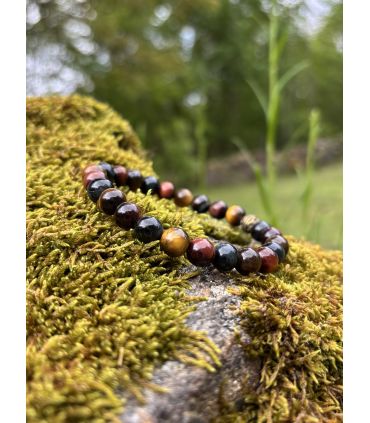 Bracelet en Oeil de Tigre, taureau et faucon taille homme