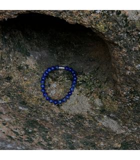 Bracelet en Lapis lazuli grosses perles élastique, homme