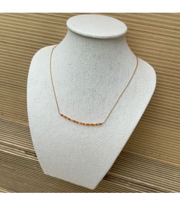 Collier en Cornaline trait Plaqué Or