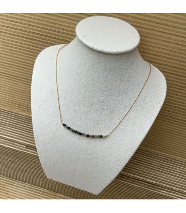 Collier plaqué or trait en Agate mousse