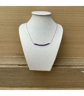 Collier plaqué or en Lapis lazuli trait