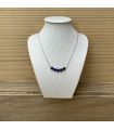 Collier en Lapis lazuli plaqué argent rhodié 5 perles