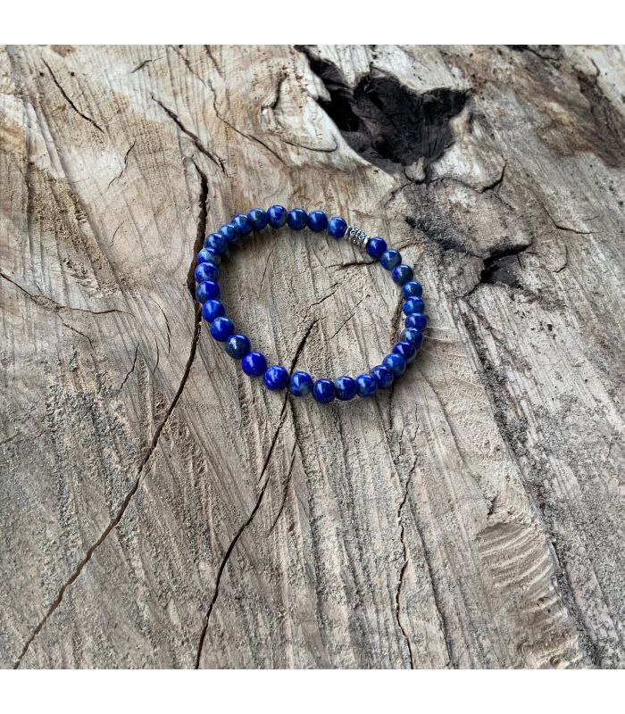 Bracelet en Lapis Lazuli perles moyennes élastique