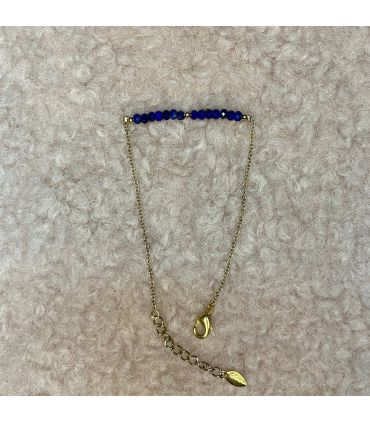 Bracelet en Lapis lazuli plaqué or trait