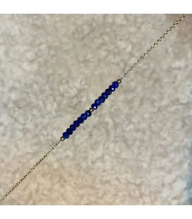 Bracelet en Lapis lazuli plaqué or trait