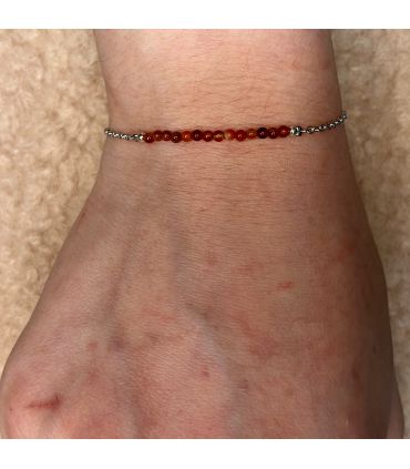 Bracelet en Cornaline trait plaqué argent rhodié