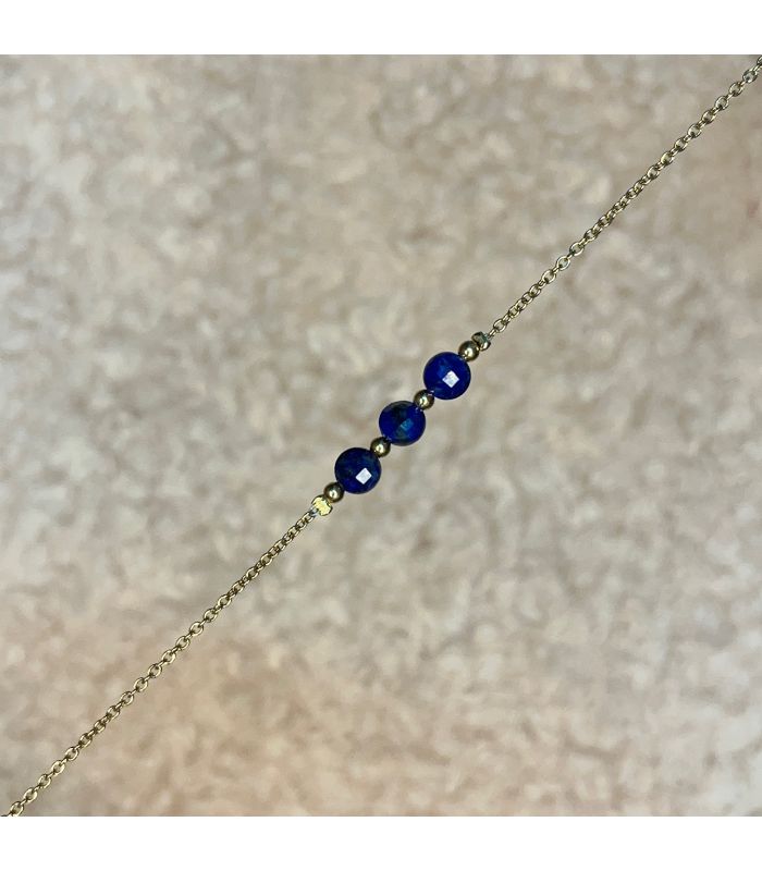 Bracelet en Lapis Lazuli plaqué Or 3 perles