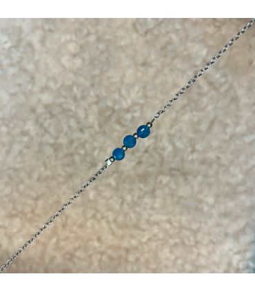 Bracelet en Apatite 3 perles plaqué argent rhodié