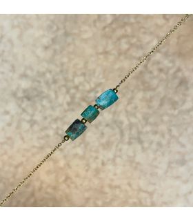 Bracelet en Turquoise du Tibet plaqué Or 3 perles