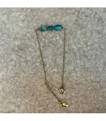 Bracelet en Turquoise du Tibet plaqué Or 3 perles