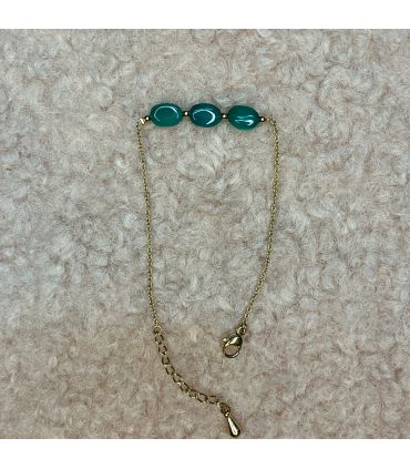 Bracelet en Agate 3 perles Plaqué Or