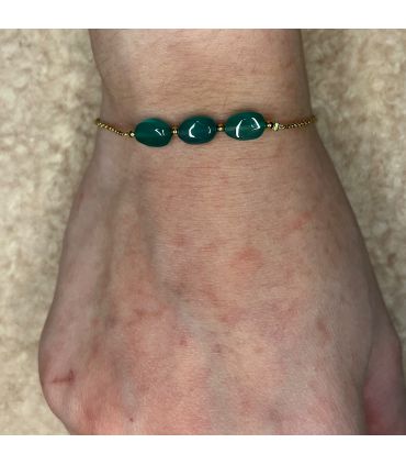 Bracelet en Agate 3 perles Plaqué Or