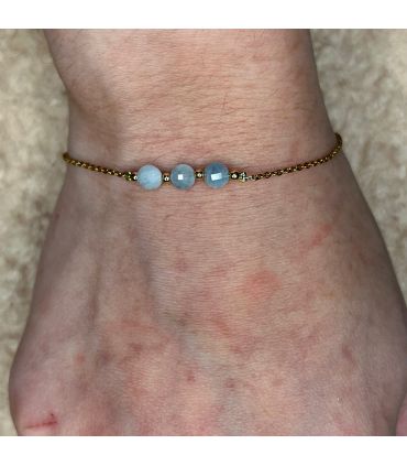 Bracelet en Aigue marine 3 points Plaqué Or