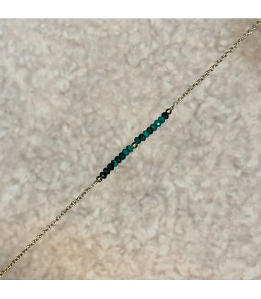 Bracelet en Malachite trait sur Plaqué Or