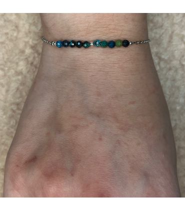 Bracelet en Chrysocolle trait Argent Rhodié