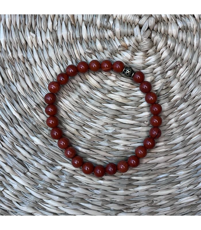 Bracelet en Jaspe rouge (perles moyennes) élastique