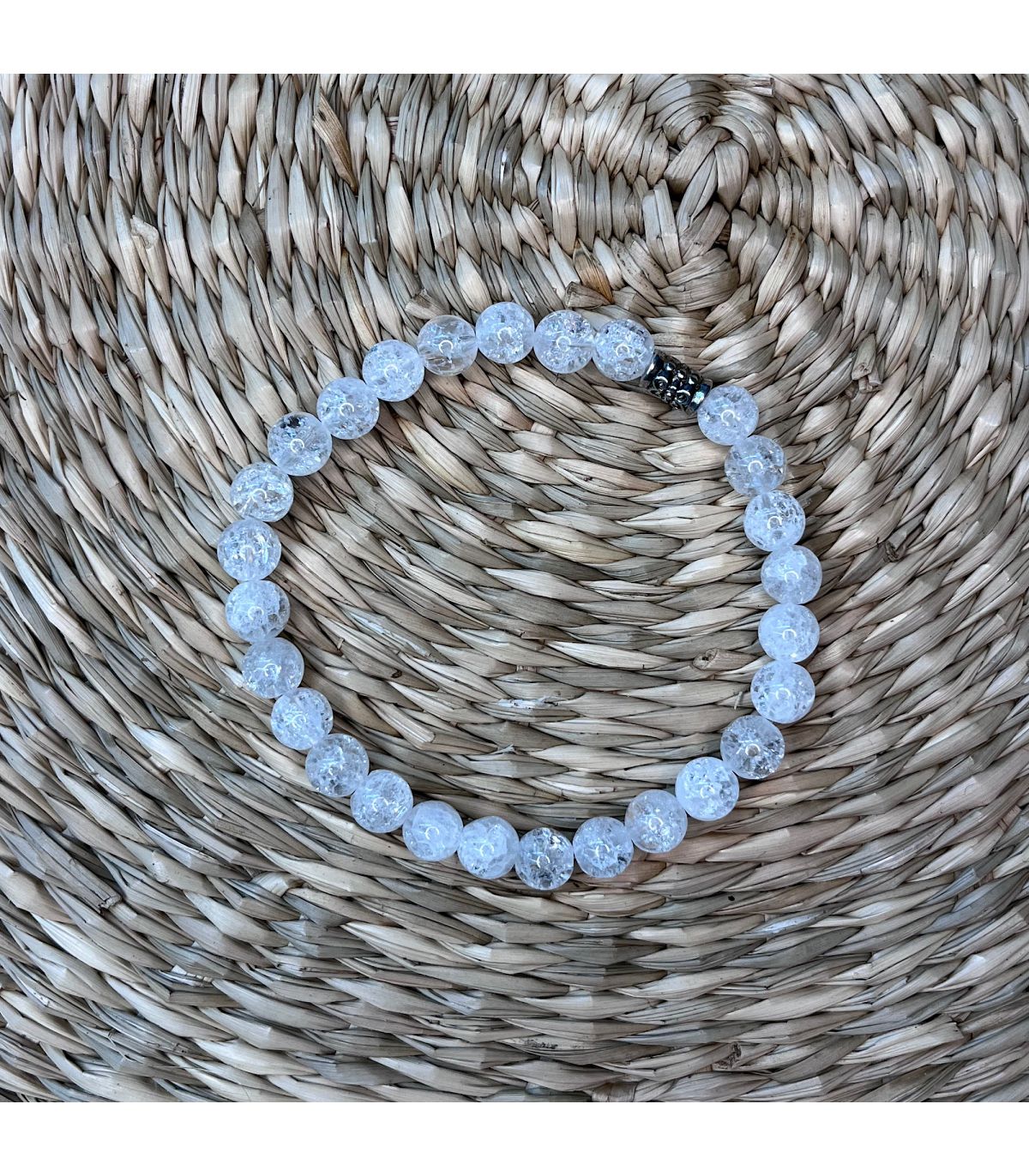 Bracelet en Cristal de roche (perles moyennes) élastique